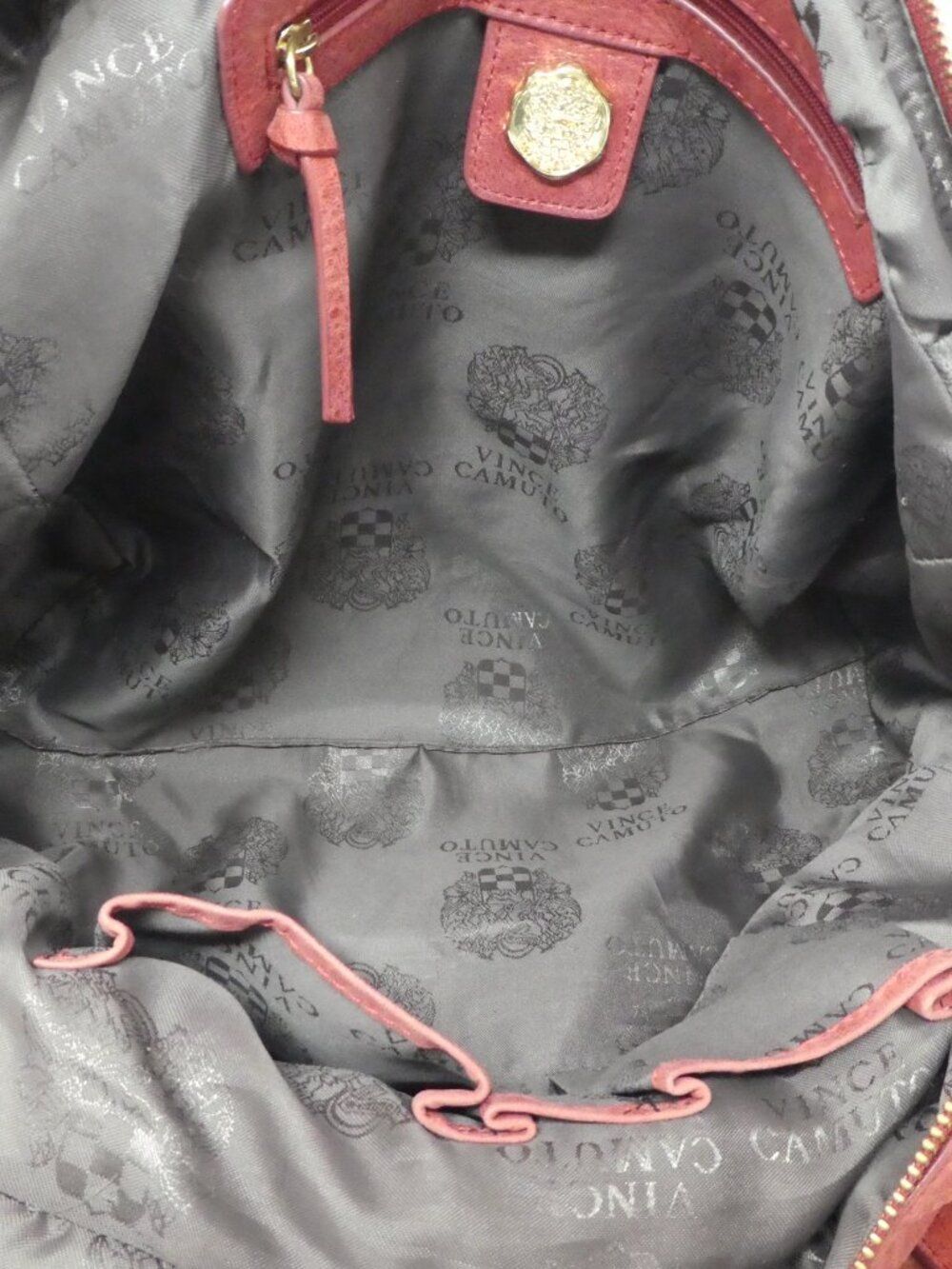 Vince Camuto Red Leather Shoulder Bag Satchel Tote Crossbody Purse - Picture 11 of 14